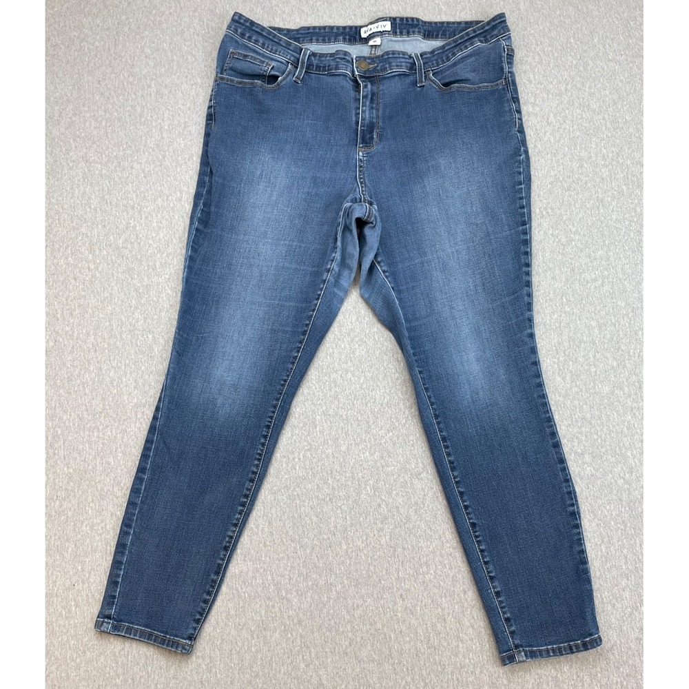 Ava & Viv Jeans Womens 18W Blue Cotton Blend Stretch Mid-Rise Skinny